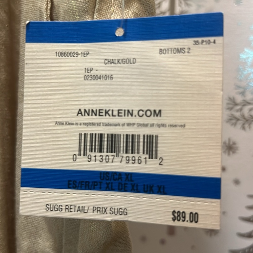Anne Klein Shimmering Gold Cuffed Pants XL BNWT - Picture 3 of 9